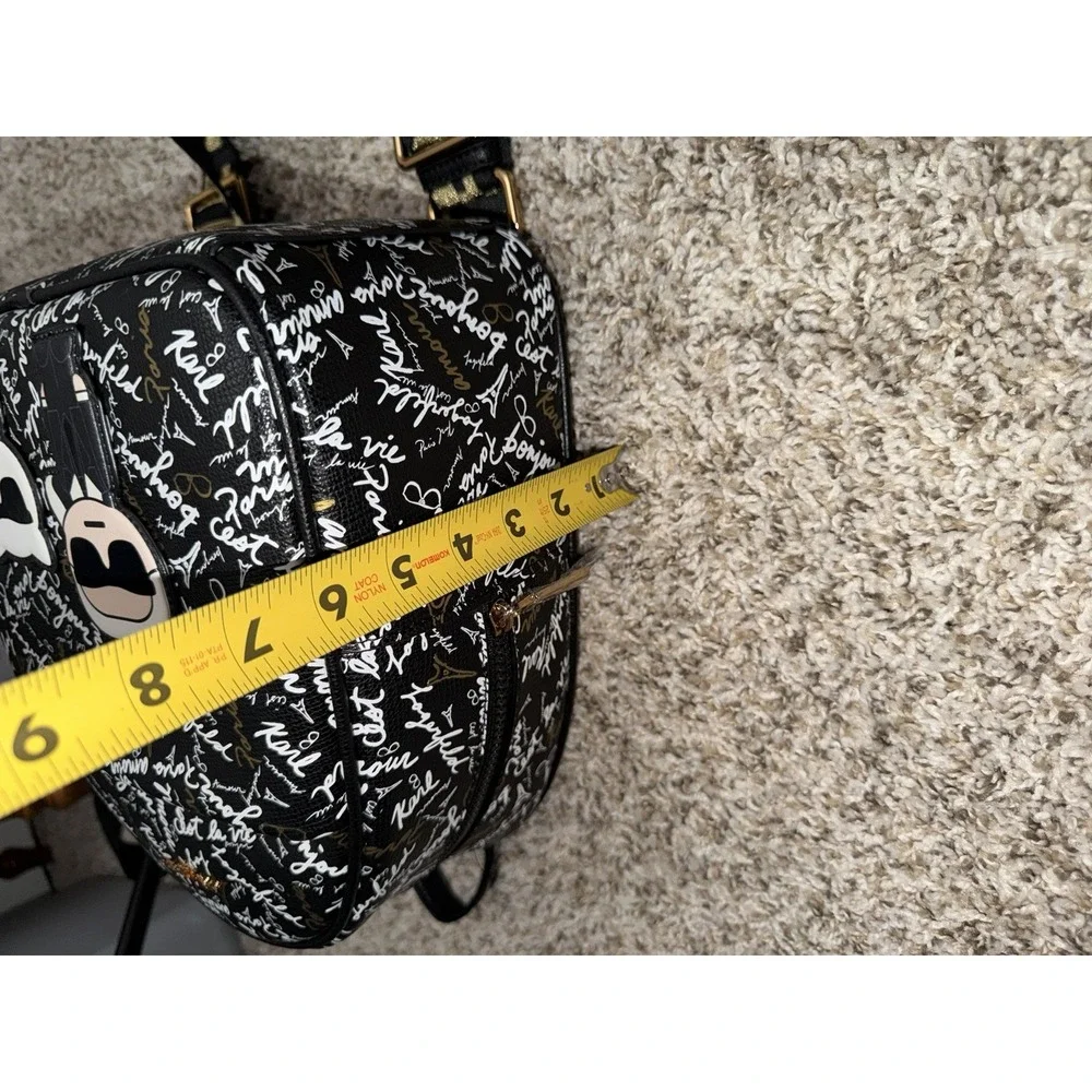 Karl Lagerfeld Paris Medium Backpack Black Gold AOP‎ Script L5GK48CJ NWT $198